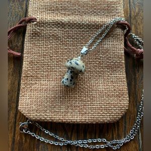 Dalmatian Jasper Mushroom Necklace Mushroom Pendant Crystal Mushroom Necklace